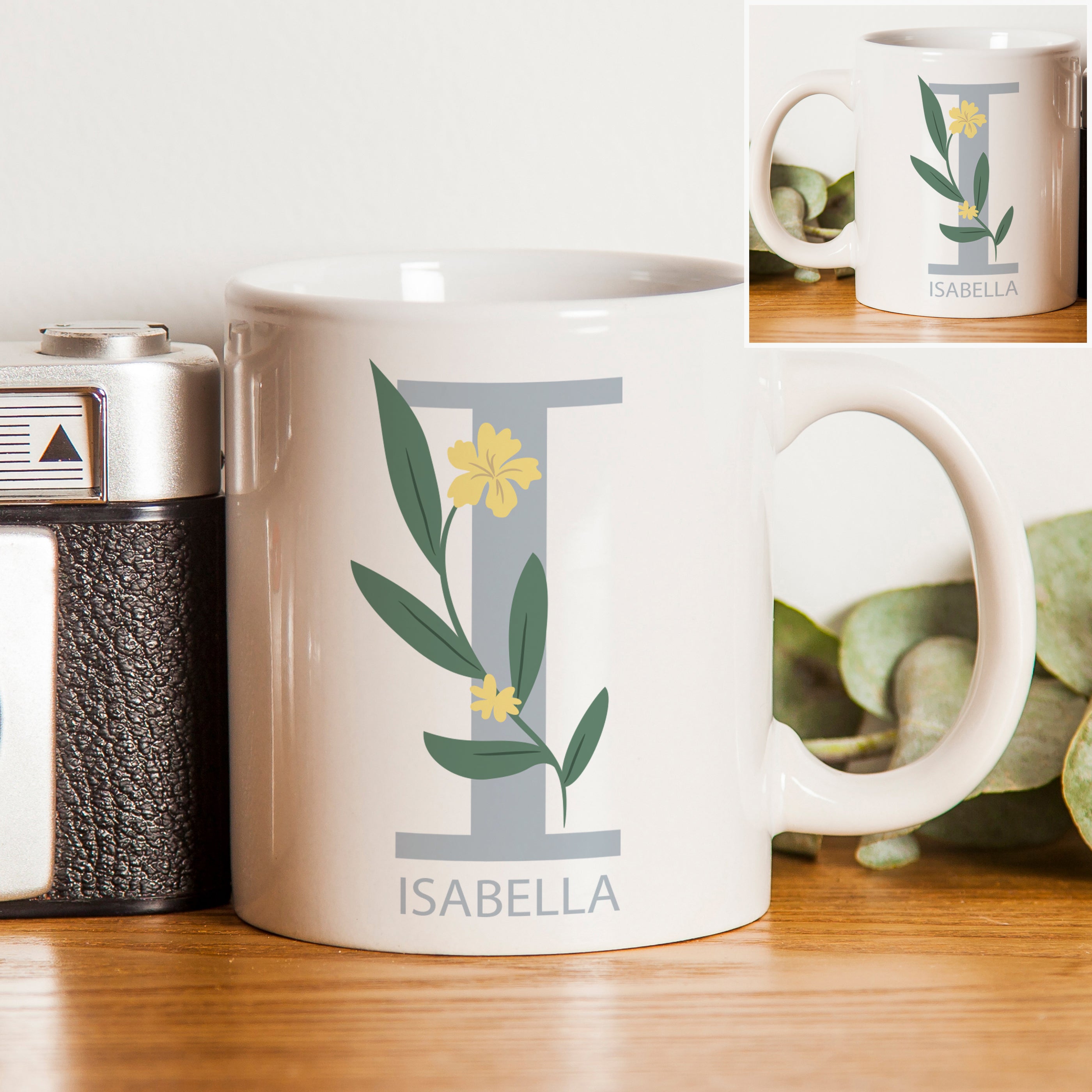 Personalised Floral Initial Mug