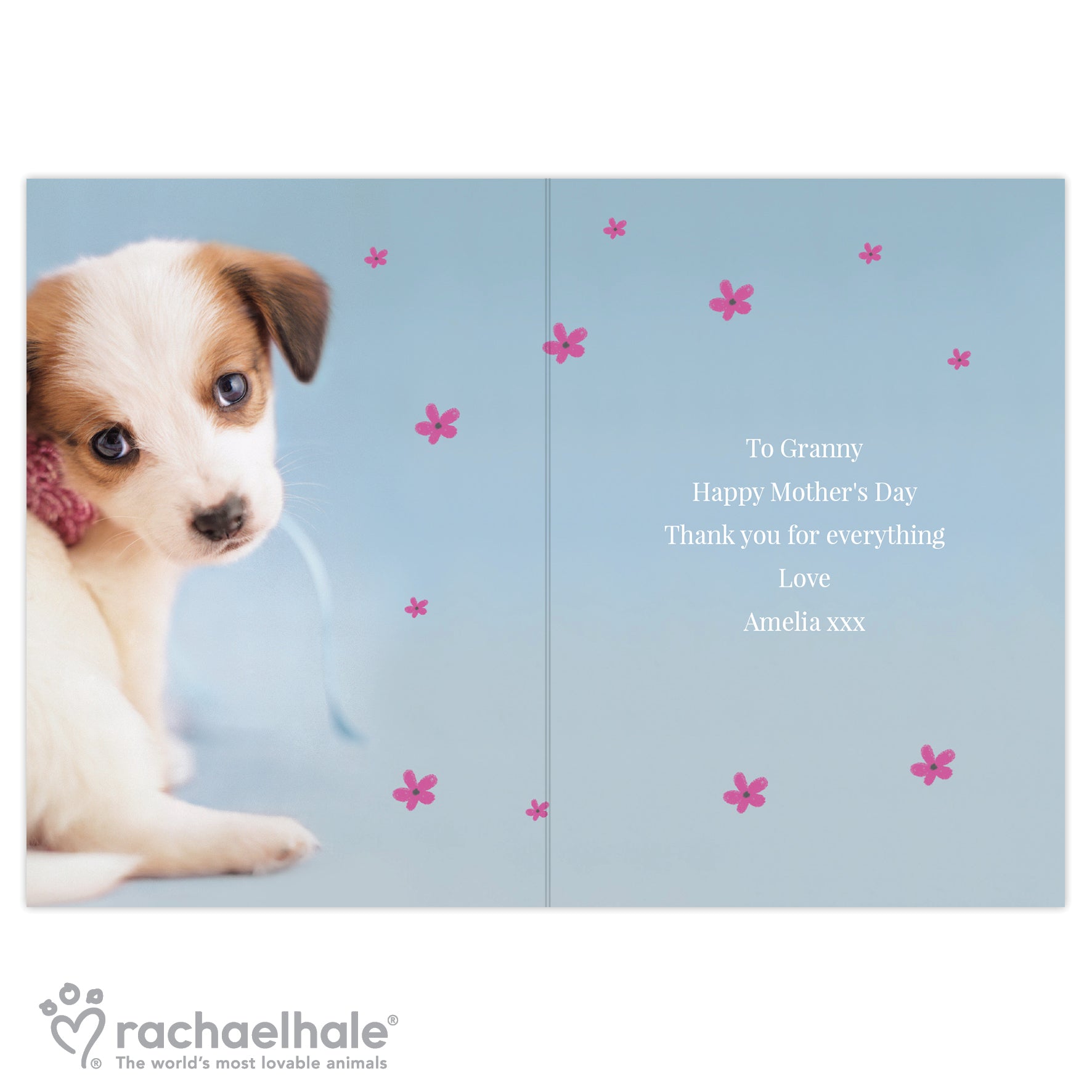 Personalised Rachael Hale 'Just for You' Puppy Card