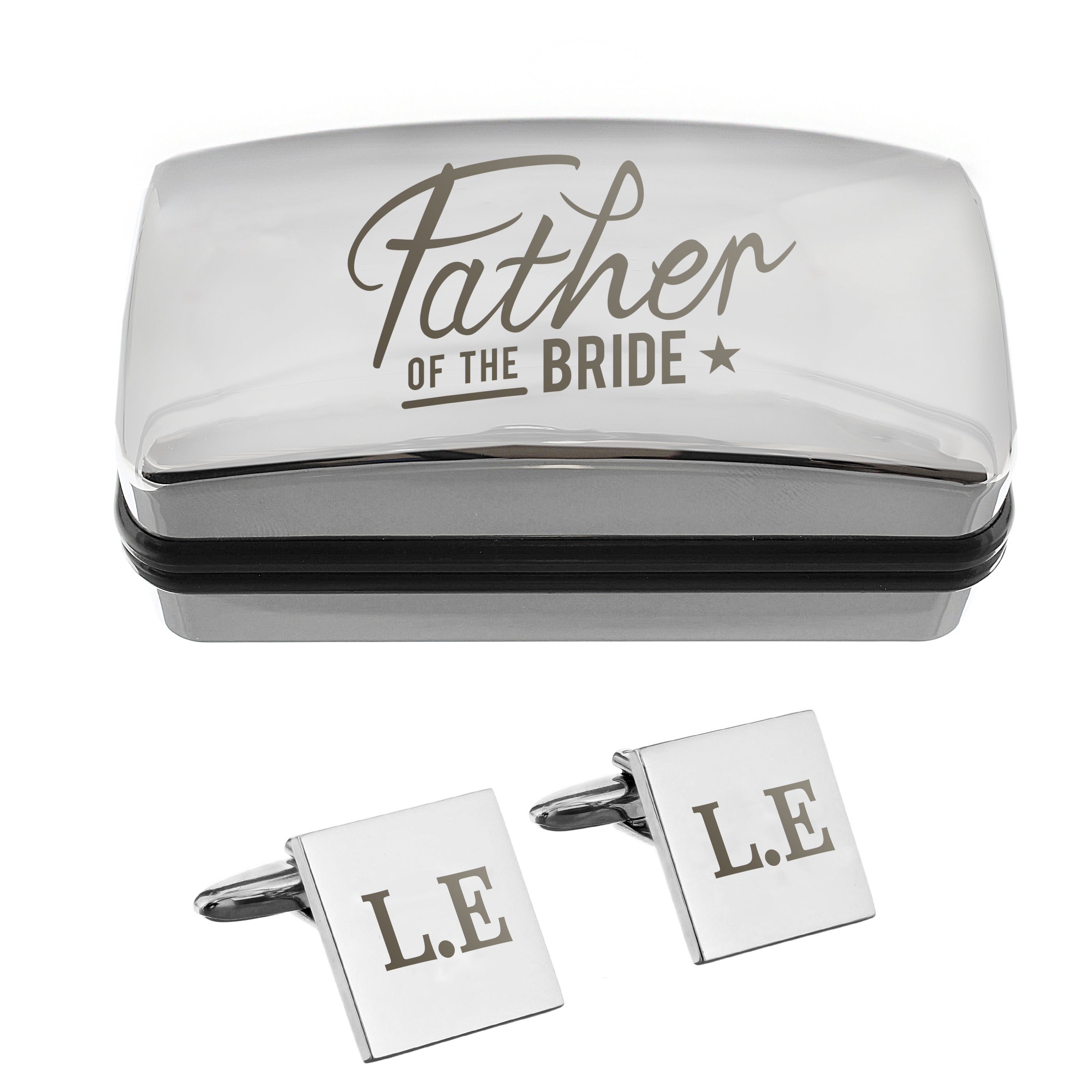 Personalised Father of the Bride Wedding Cufflinks and Box Set