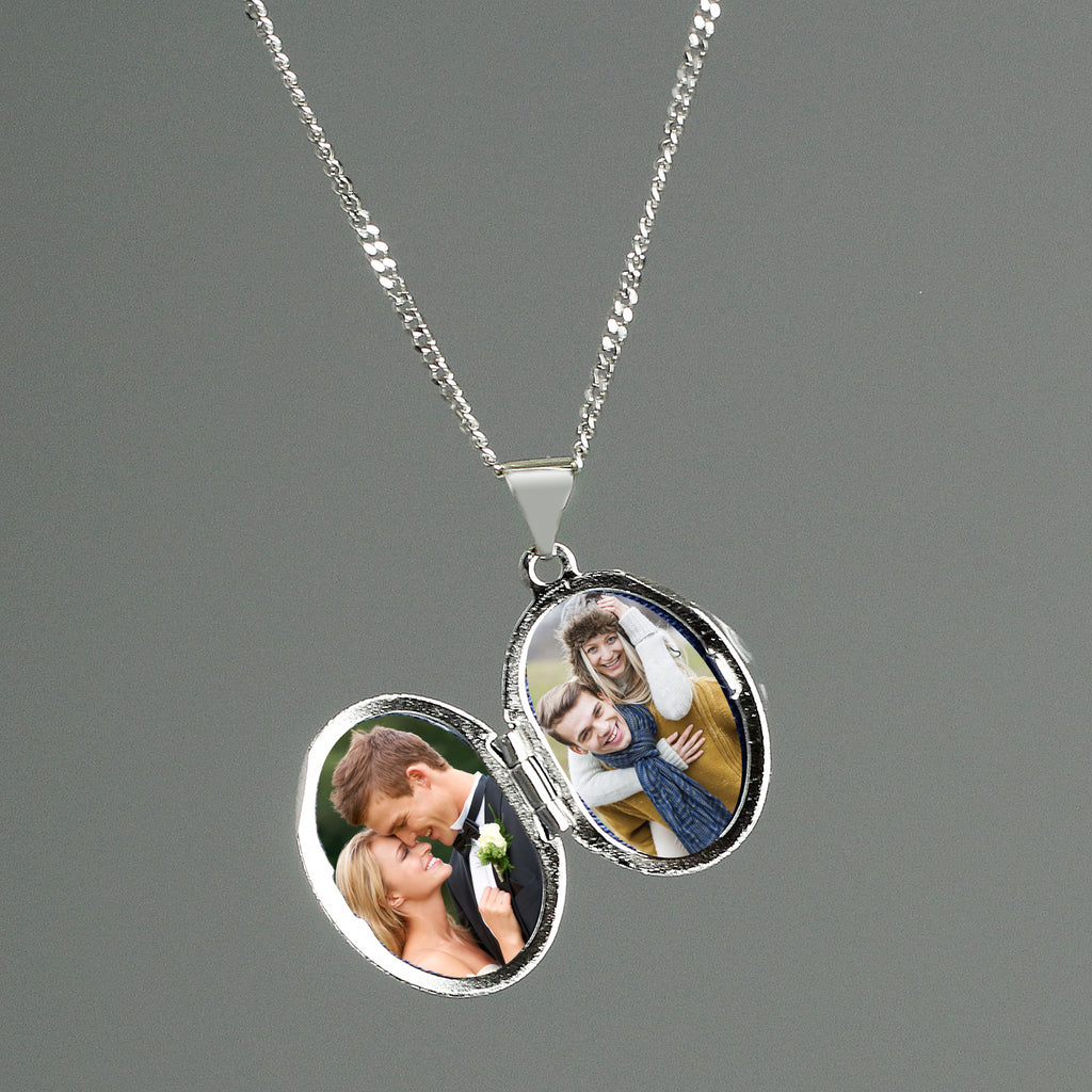 Personalised Sterling Silver Oval Locket Necklace