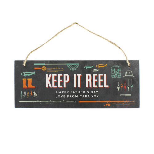 Personalised ""Keep It Reel"" Printed Hanging Slate Plaque