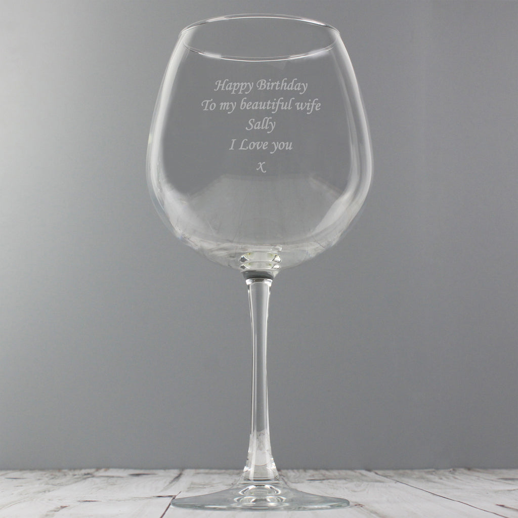 Personalised Bottle of Wine Glass