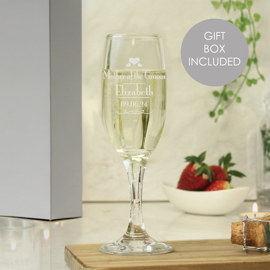 Personalised Decorative Wedding Mother of the Groom Glass Flute