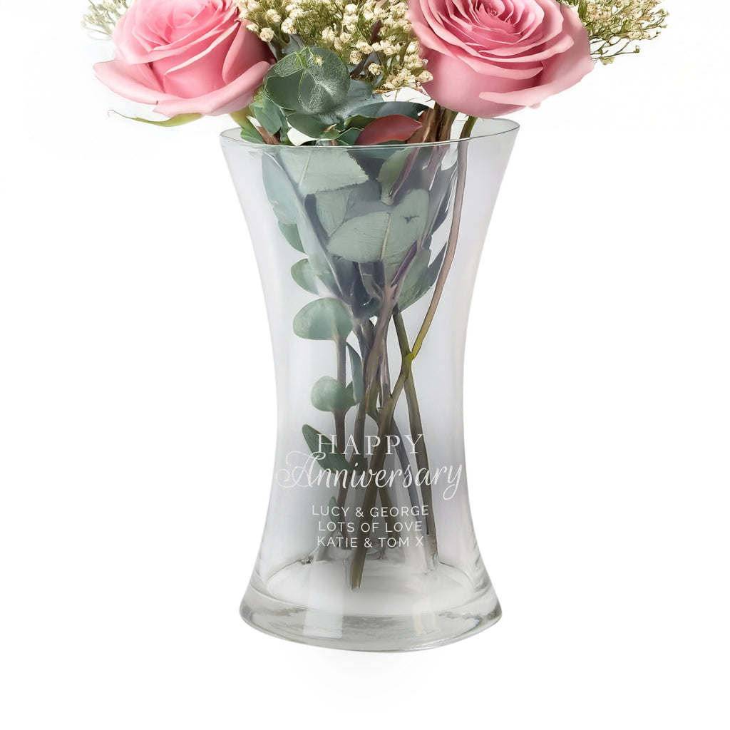 Personalised 'Happy Anniversary' Glass Vase