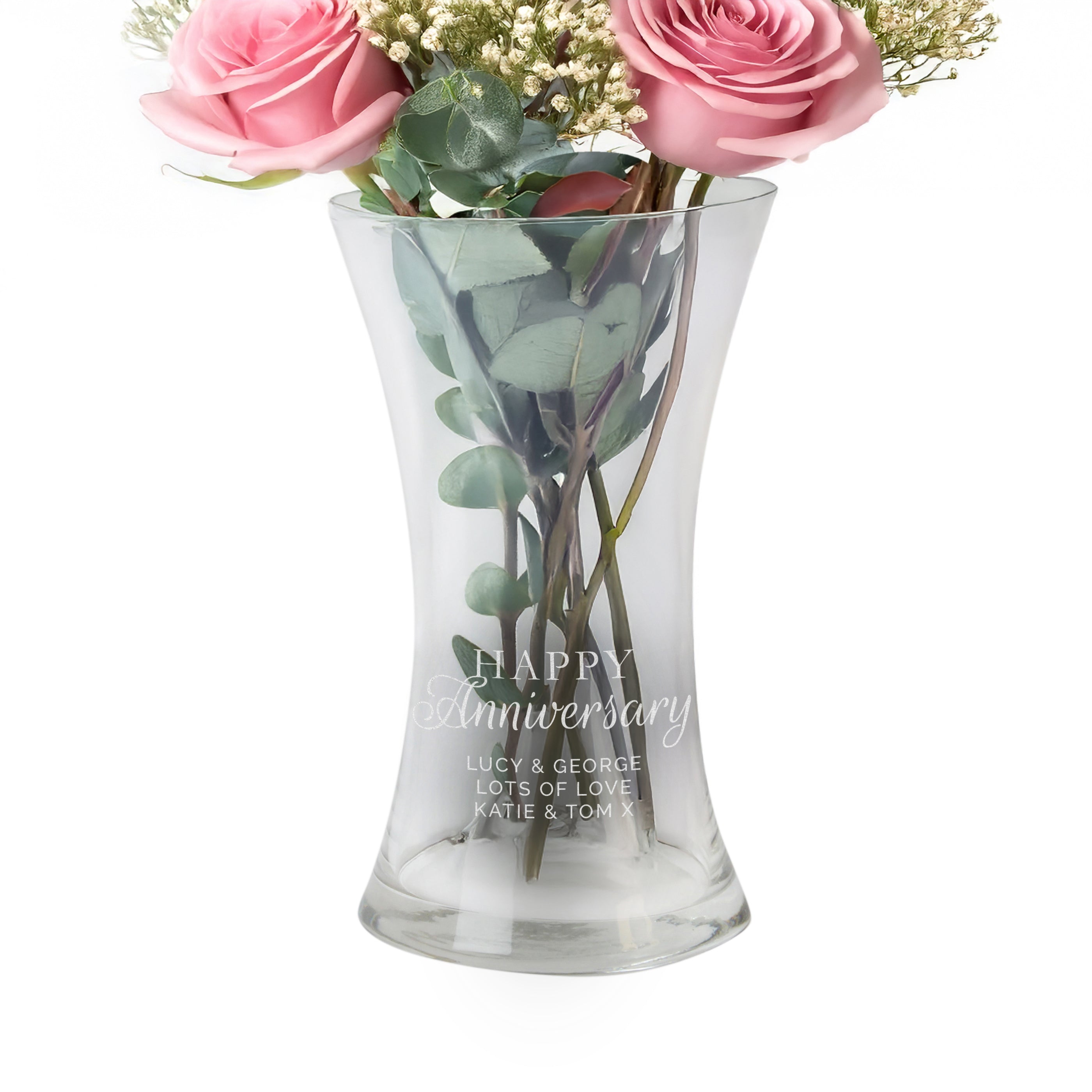 Personalised 'Happy Anniversary' Glass Vase
