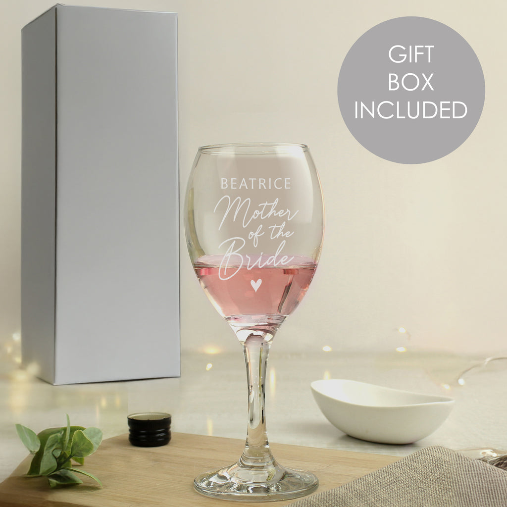 Personalised Mother of the Bride Wine Glass