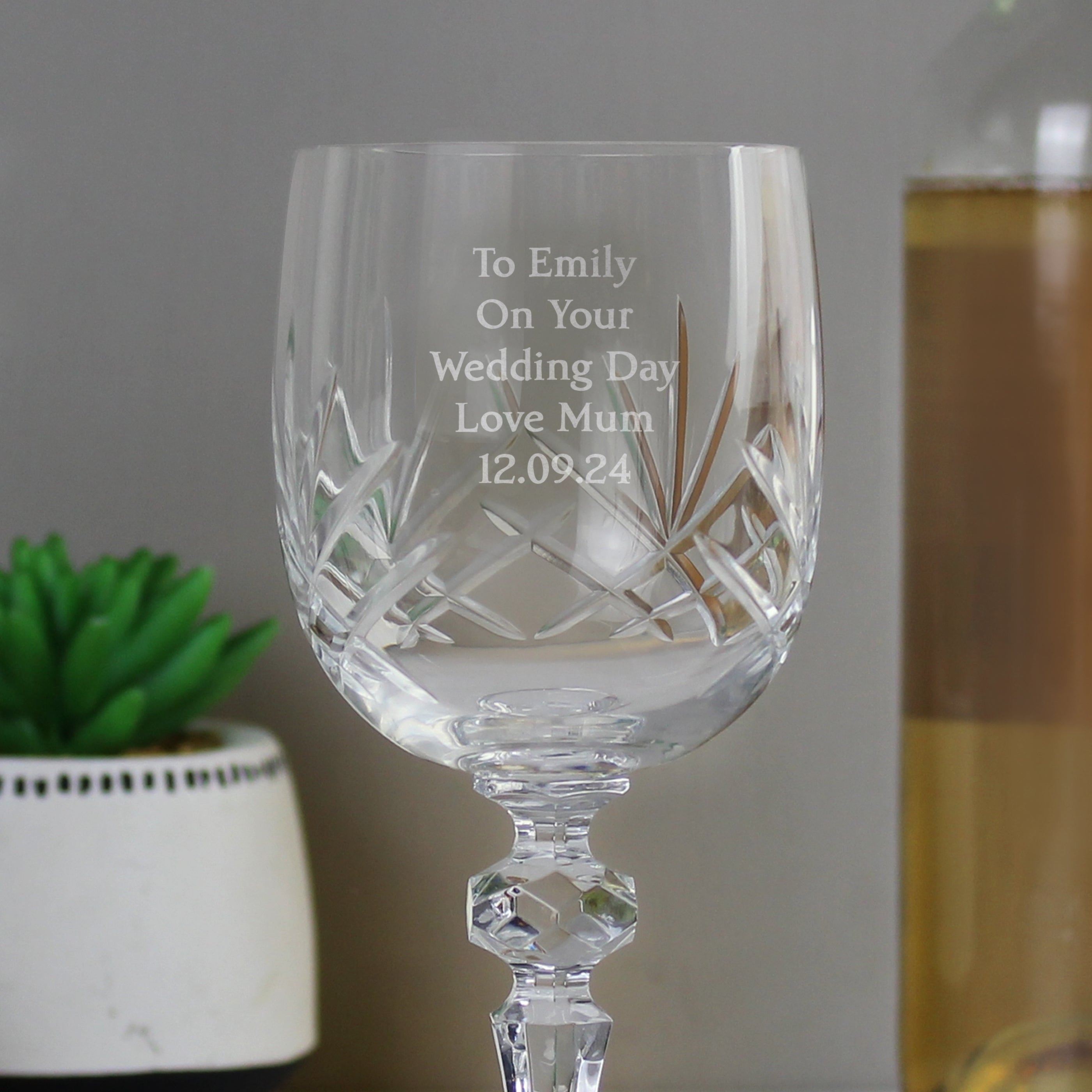 Personalised Cut Crystal Wine Glass