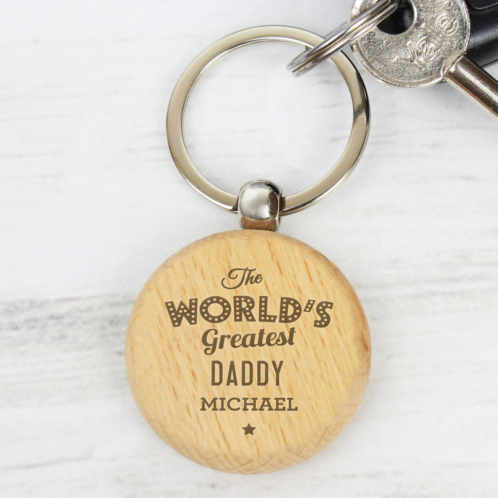 Personalised 'The World's Greatest' Wooden Keyring