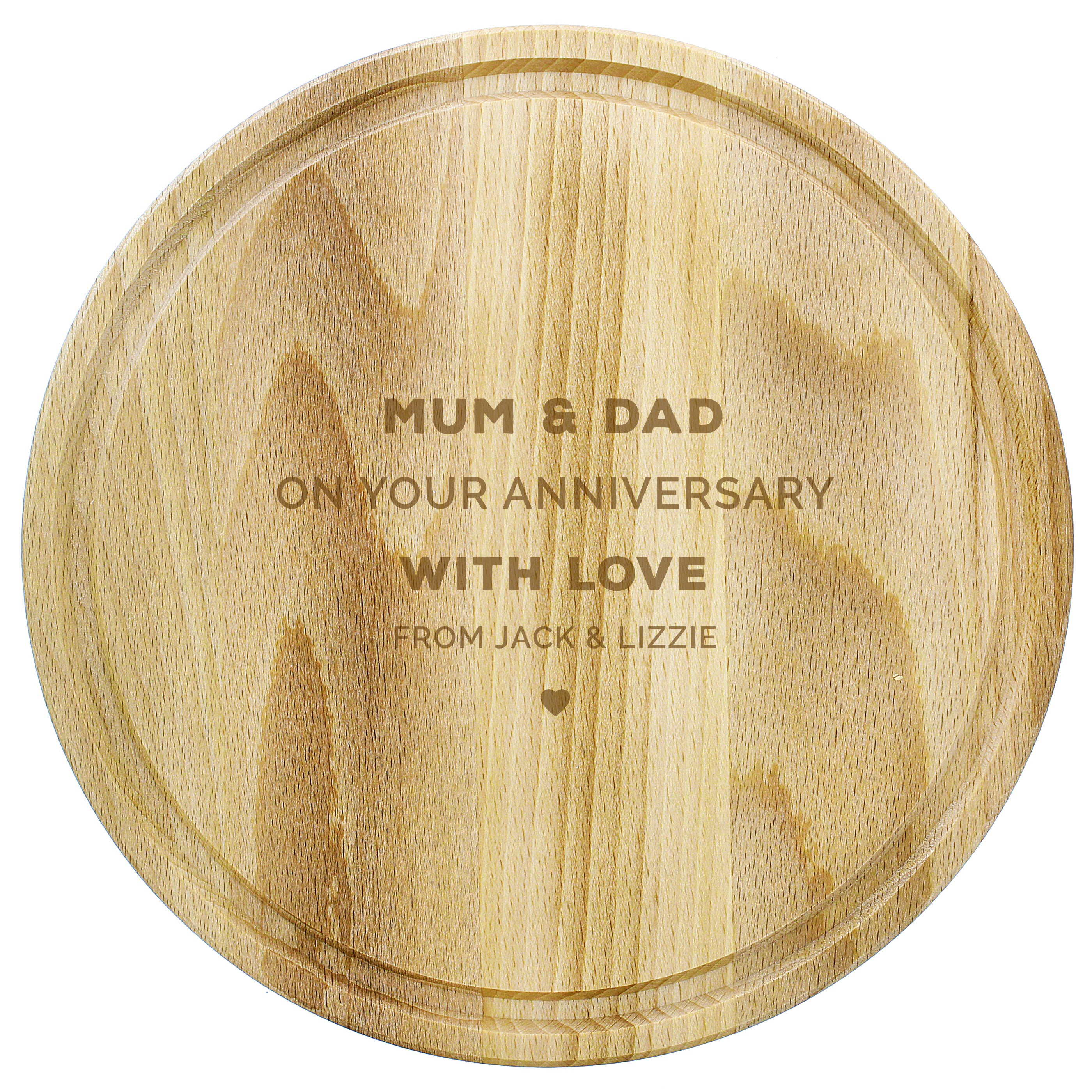 Personalised Heart Motif Round Chopping Board