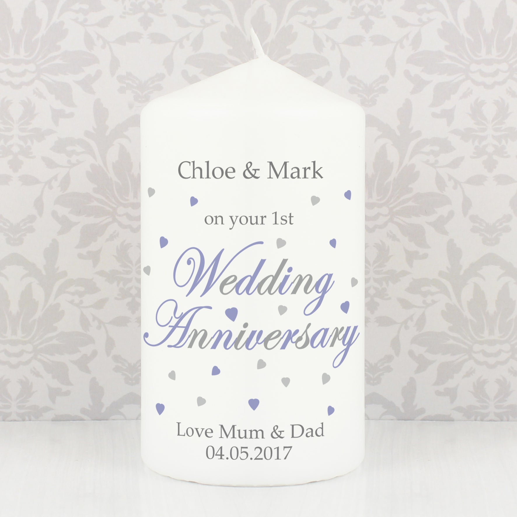 Personalised Anniversary Pillar Candle