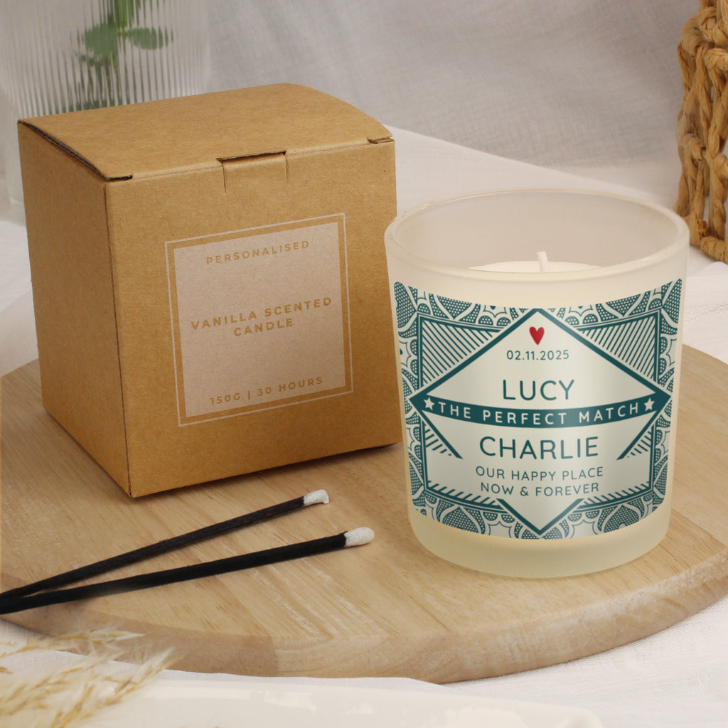 Personalised The Perfect Match Scented Jar Candle