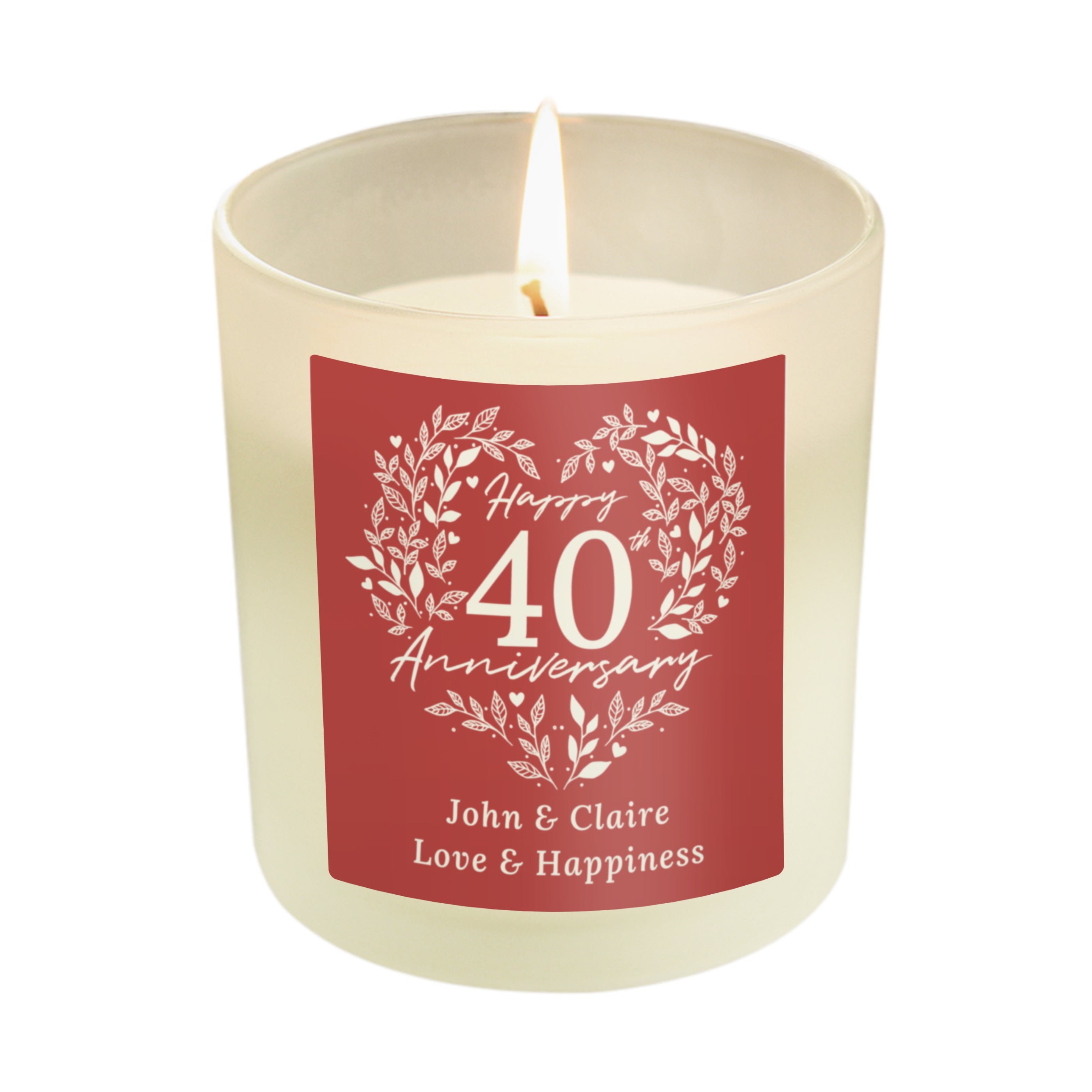 Personalised 40th Ruby Wedding Anniversary Candle Jar