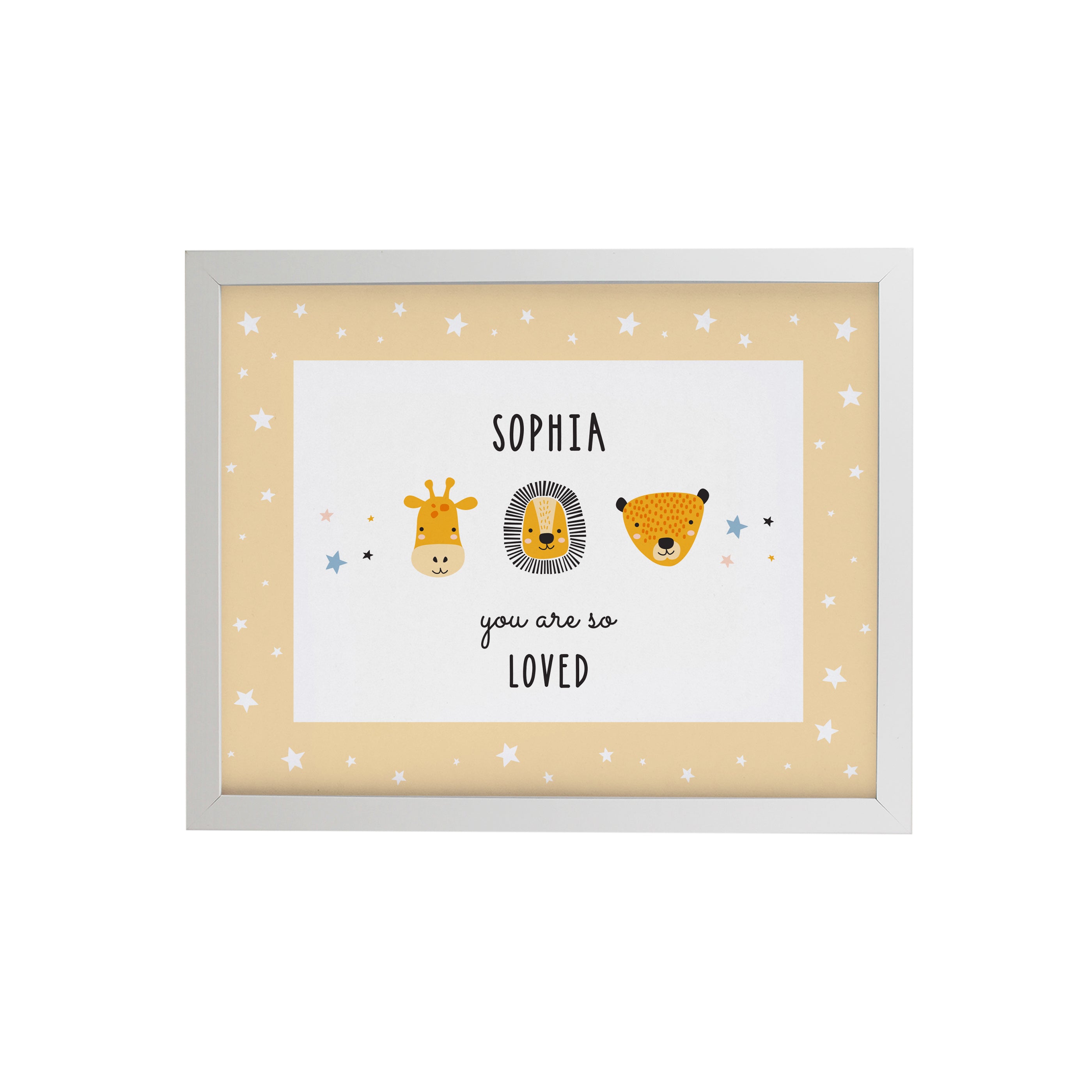 Personalised Scandi Animals White Poster Frame