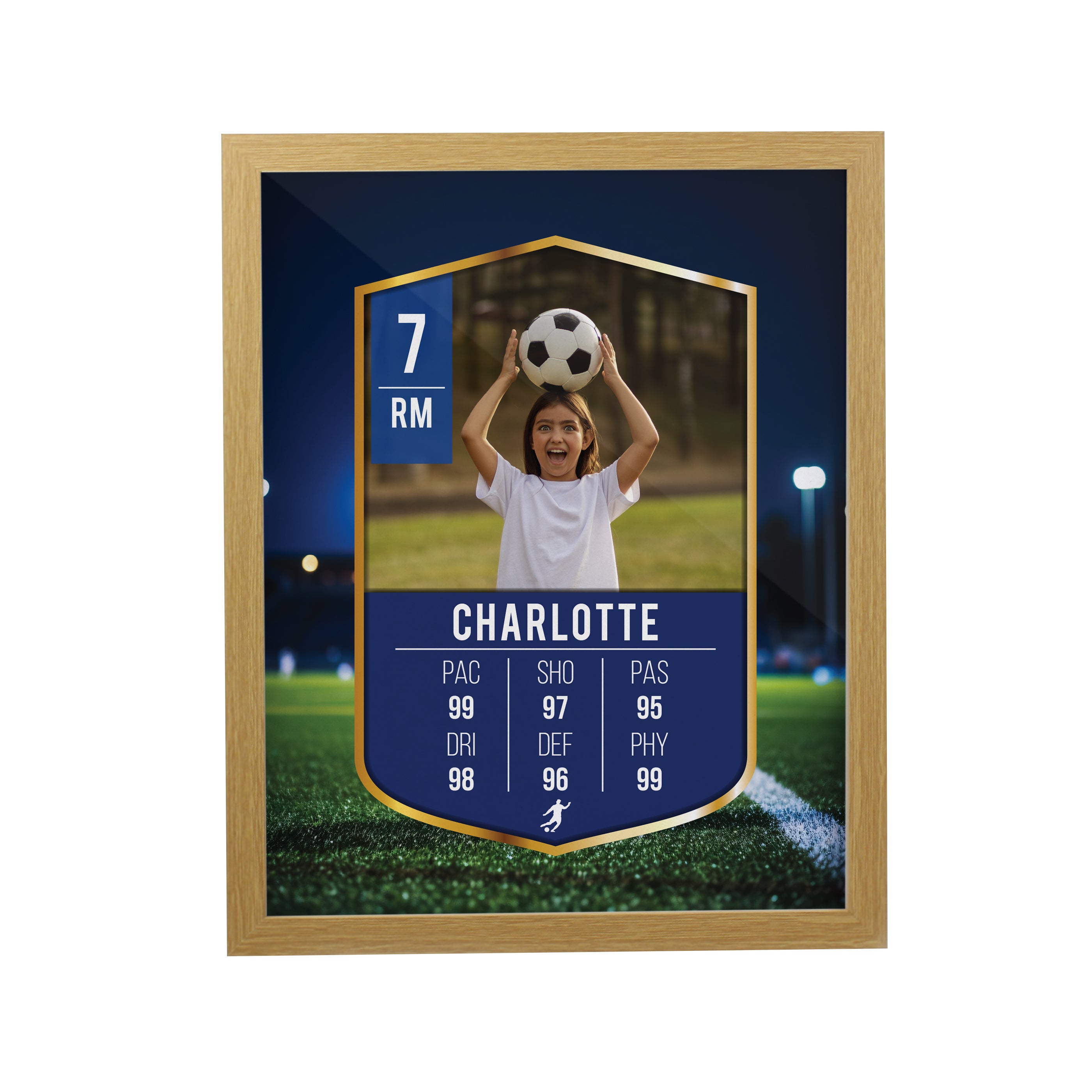 Personalised Photo Upload Football Card Football Oak Poster Frame