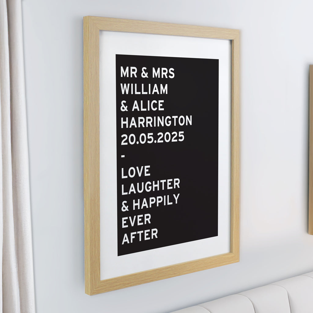 Personalised Typography Oak Poster Frame