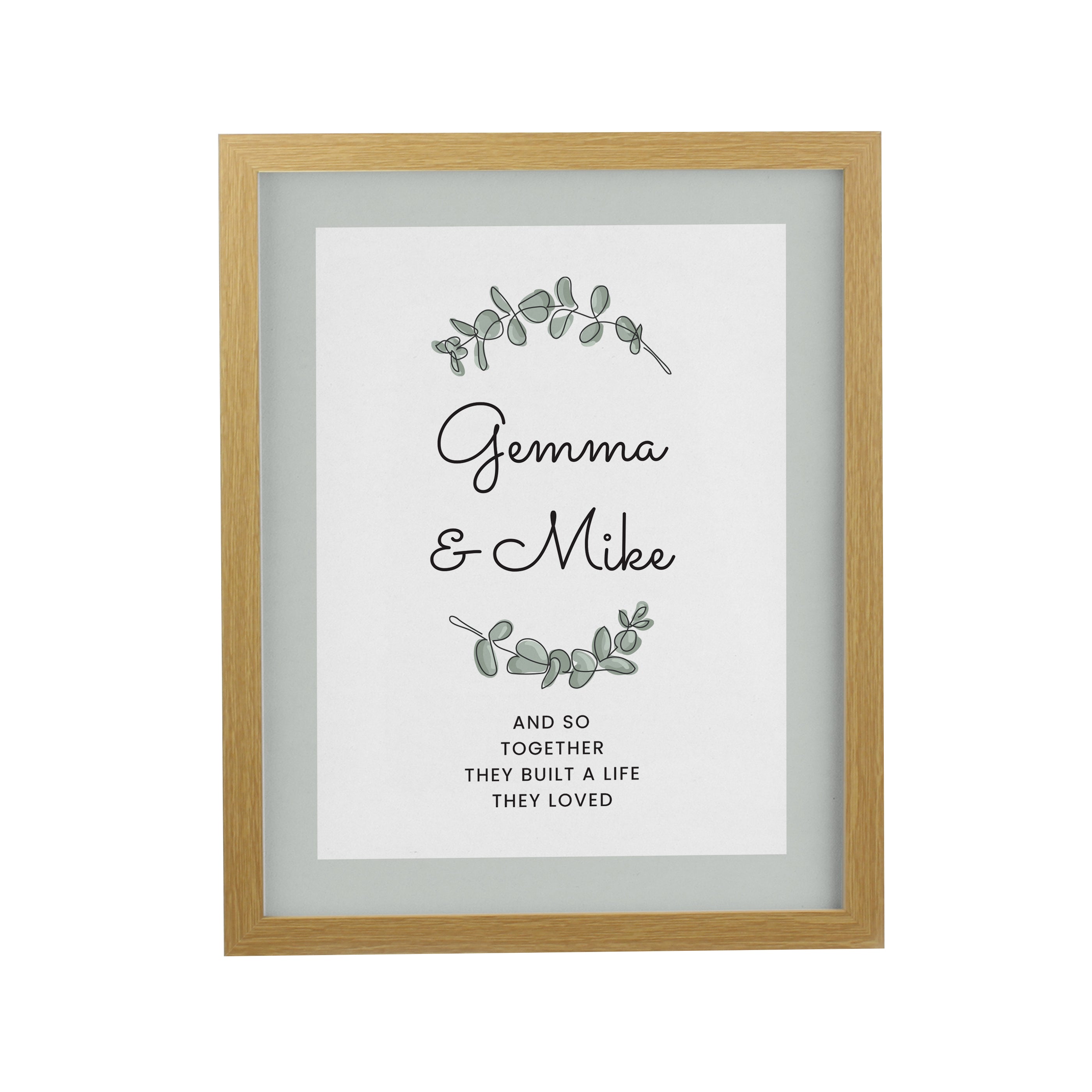 Personalised Botanical Oak Poster Frame
