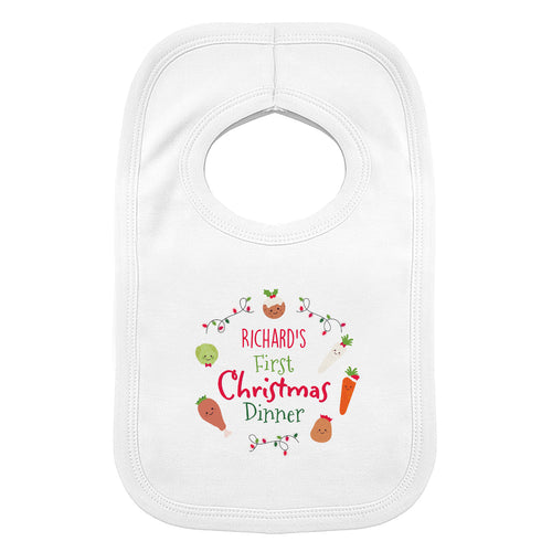 Personalised 'First Christmas Dinner' Bib