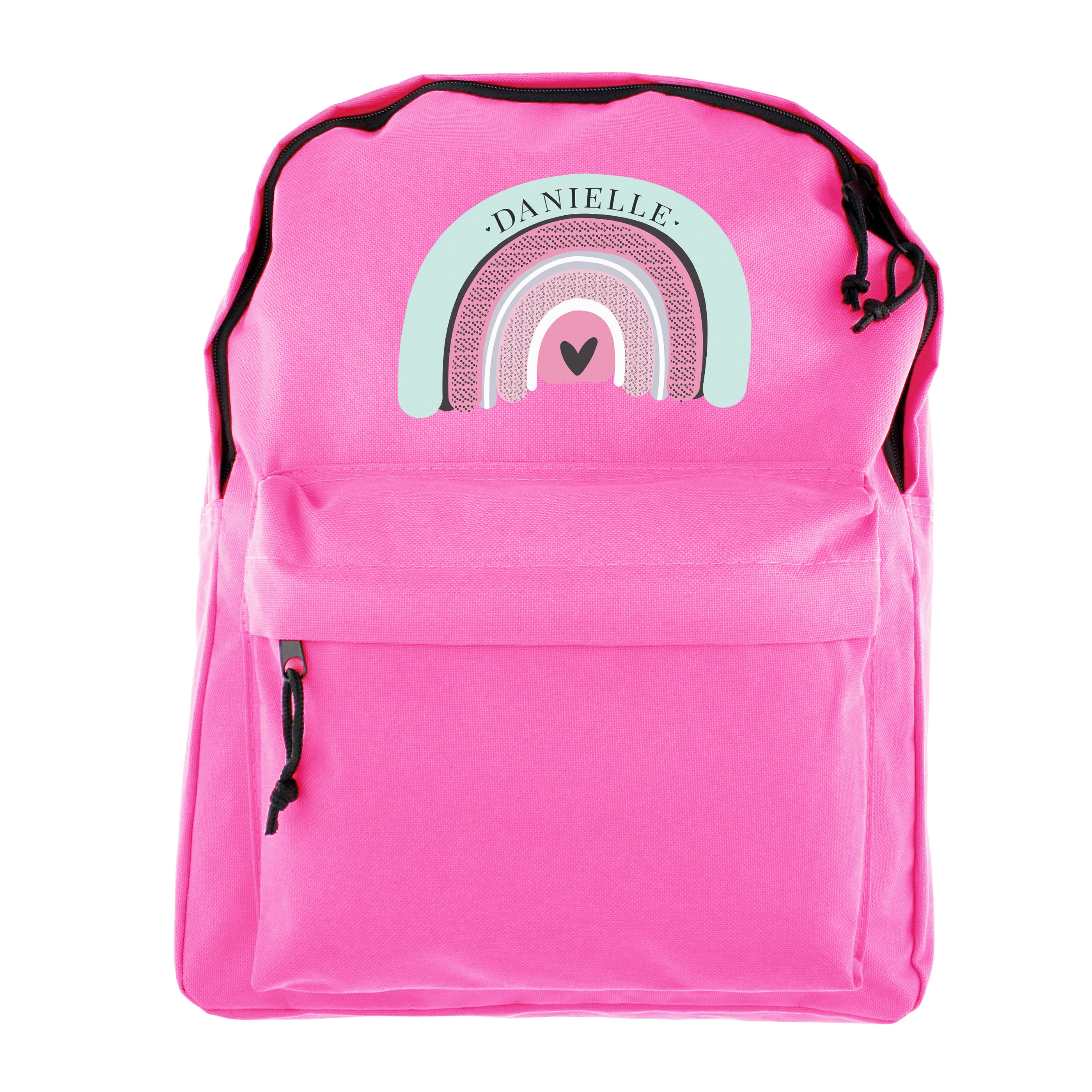 Personalised Pastel Rainbow Pink Backpack
