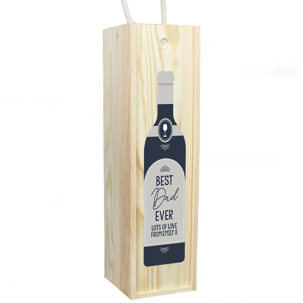 Personalised Free Text Grey Wooden Wine Bottle Box