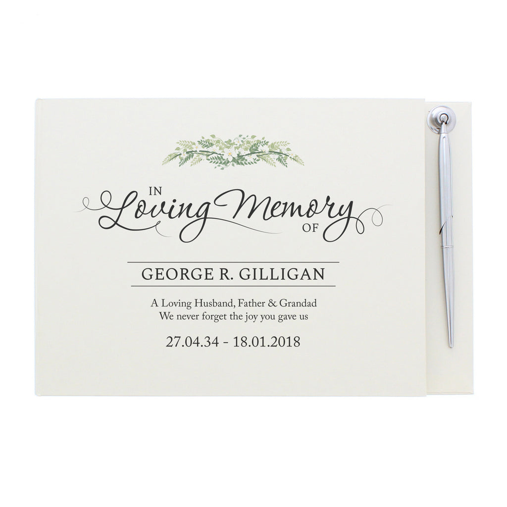 Personalised In Loving Memory Hardback Guest Book & Pen