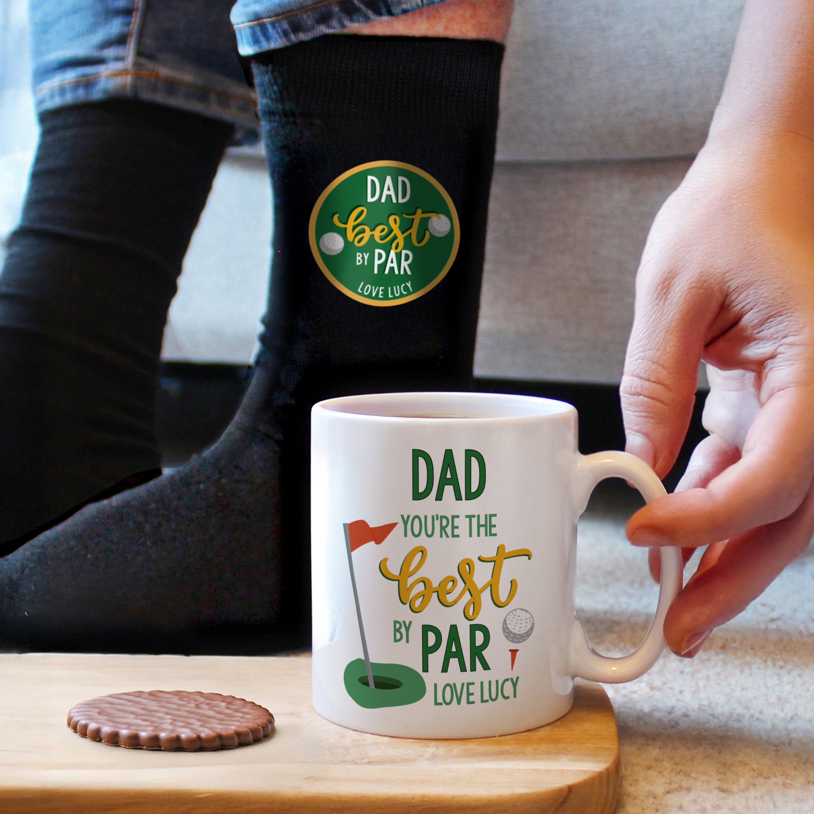 Personalised Best By Par Mug & Socks Set