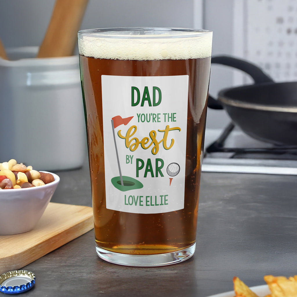 Personalised Best By Par Printed Beer Glass