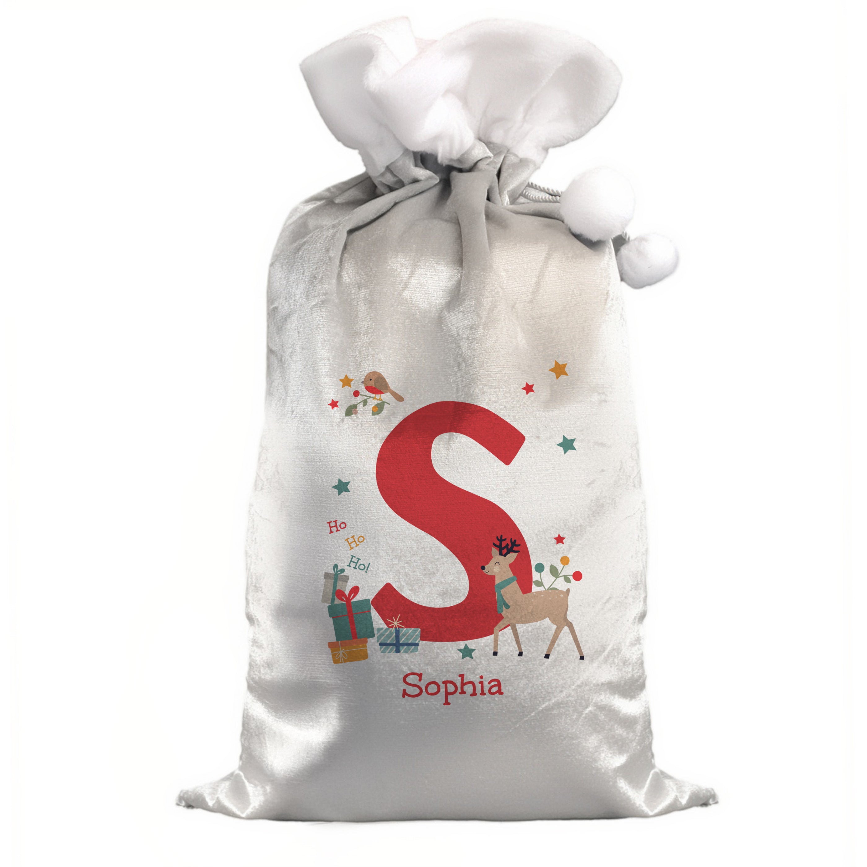 Personalised Initial Reindeer Christmas Sack