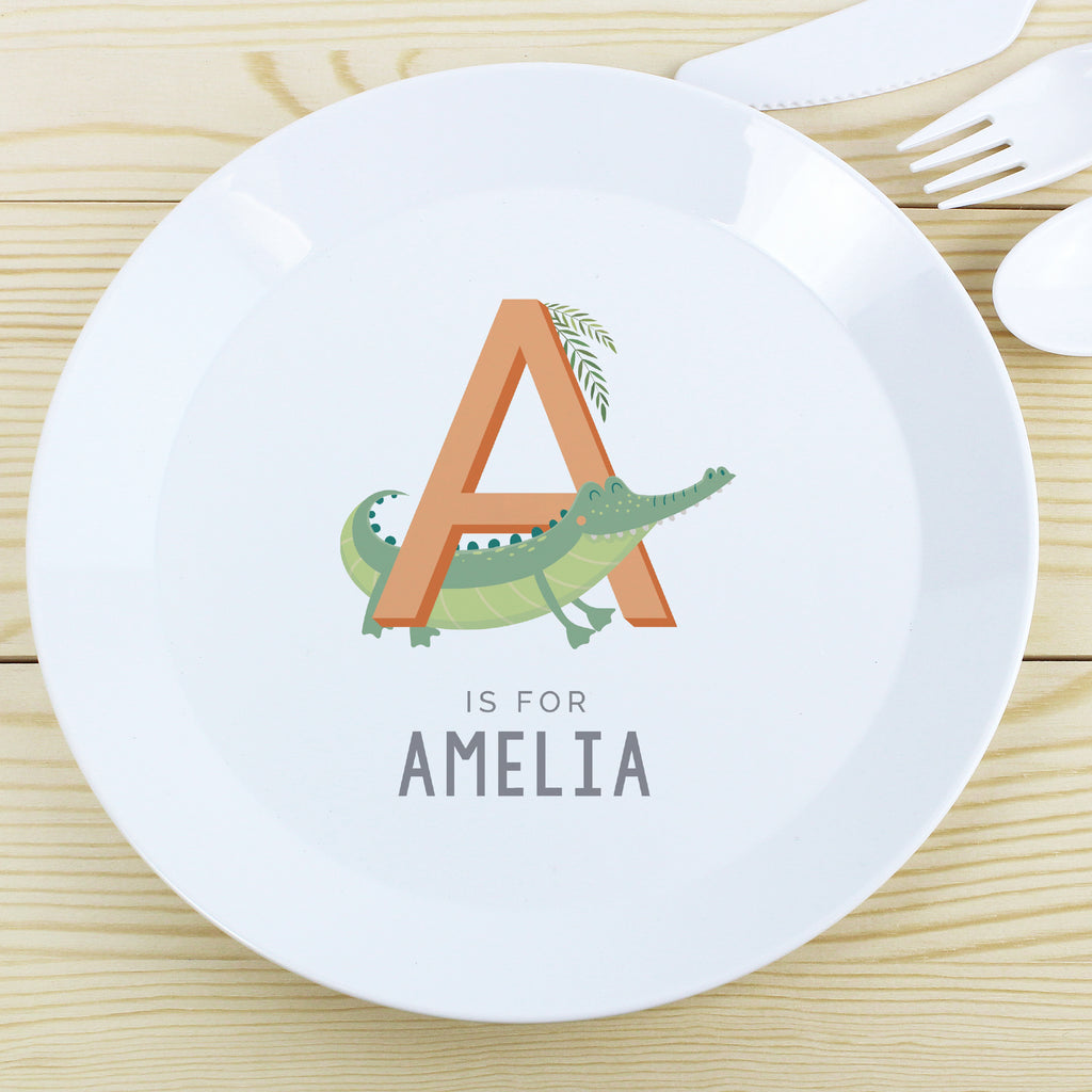 Personalised Animal Alphabet Plastic Plate