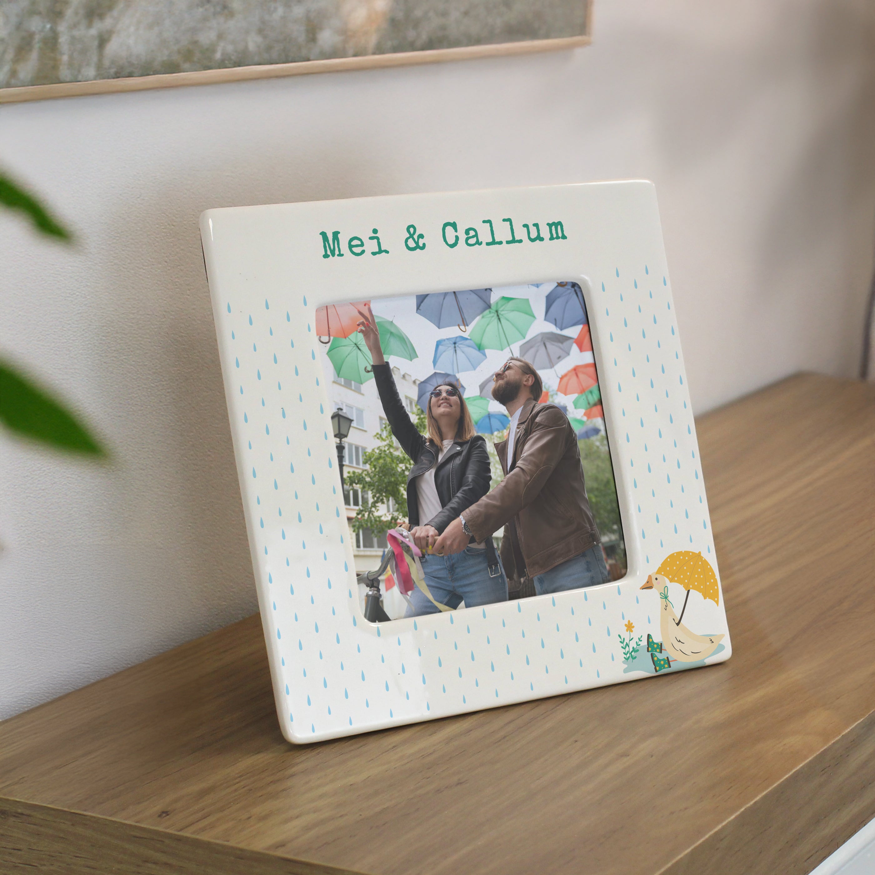 Personalised Puddle Duck Ceramic 4x4 Frame