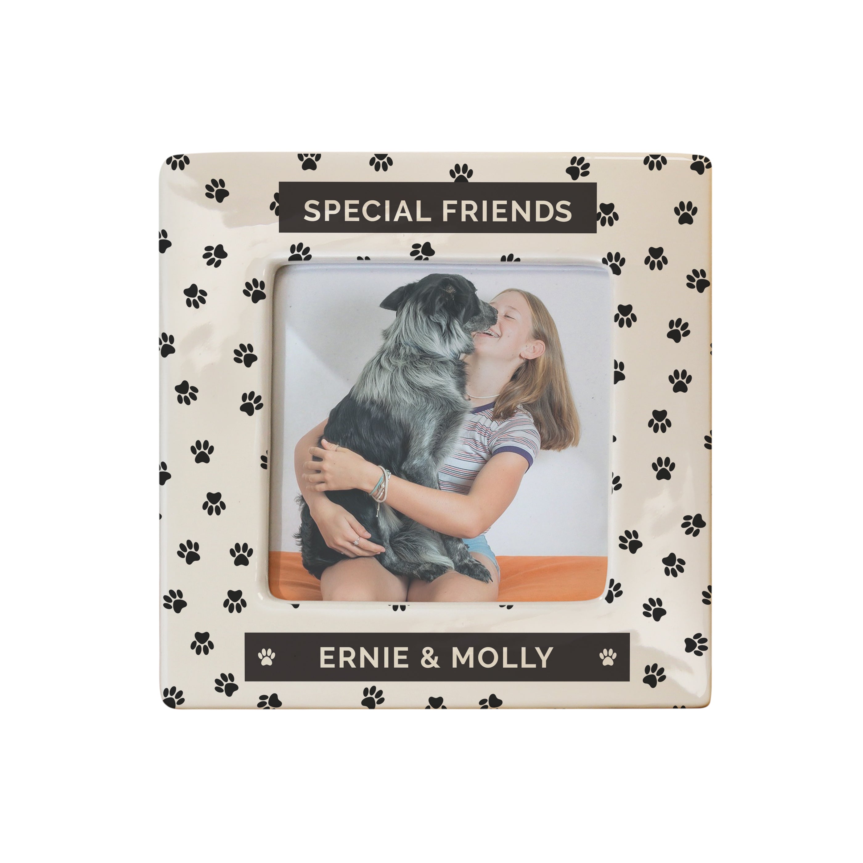Personalised Pet Paw Print Ceramic 4x4 Frame