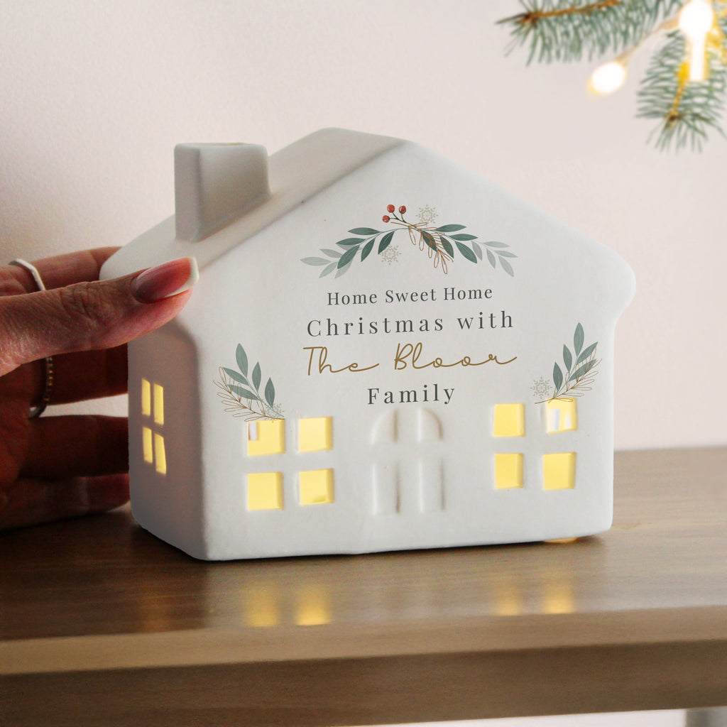 Personalised Christmas Foliage LED House