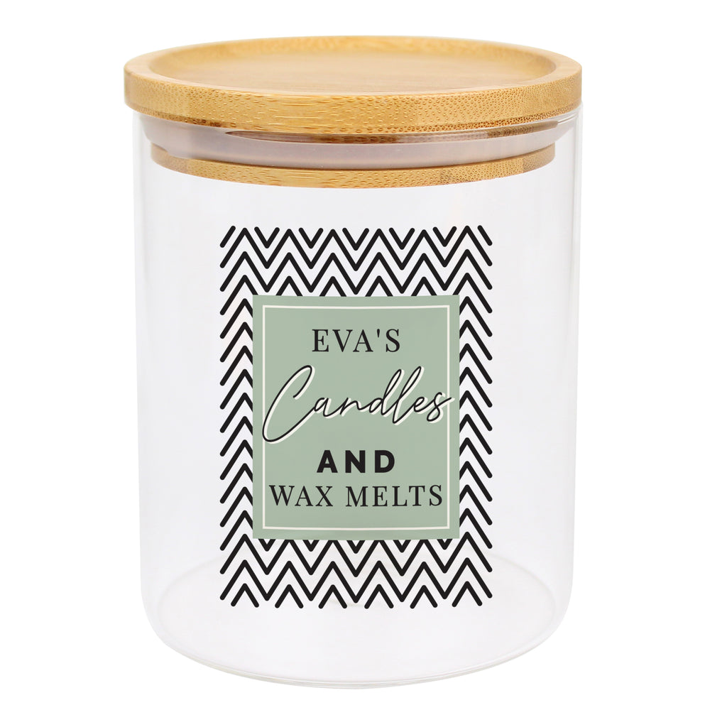 Personalised Abstract Free Text Glass Jar with Bamboo Lid