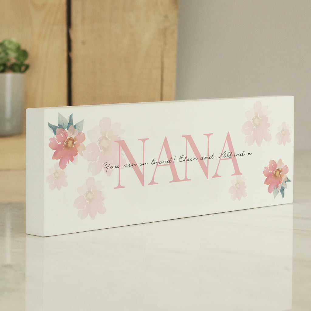 Personalised Floral Sentimental Wooden Mantel Decoration