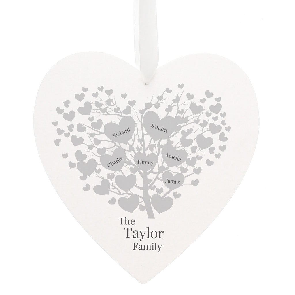 Personalised Family Tree Large Wooden Heart