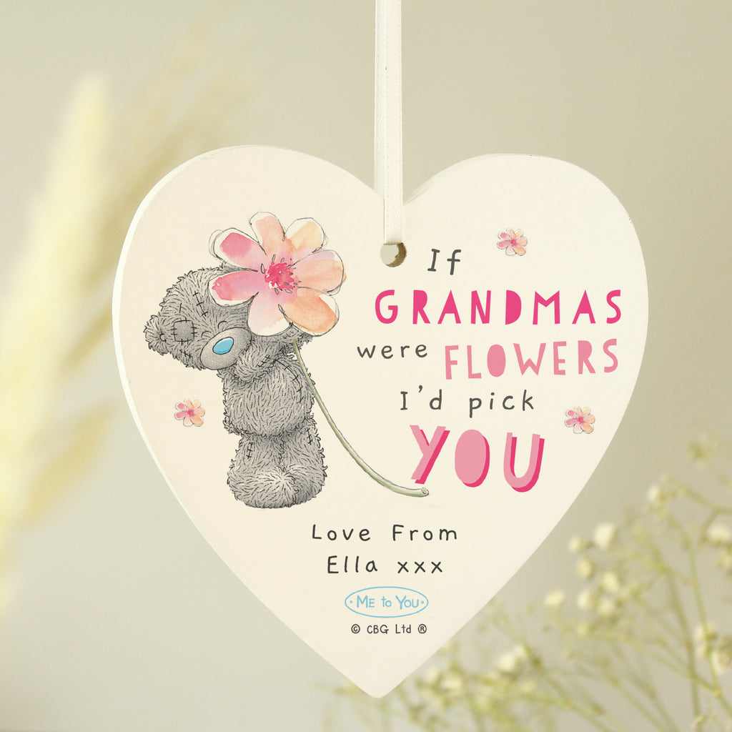 Personalised Me To You If... Were Flowers Wooden Heart Decoration