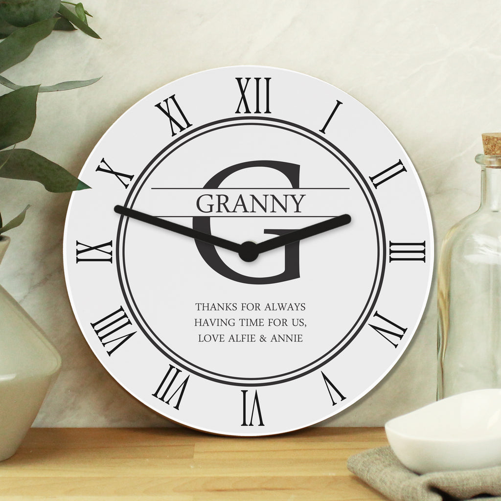 Personalised Family Name & Initial Wooden Clock