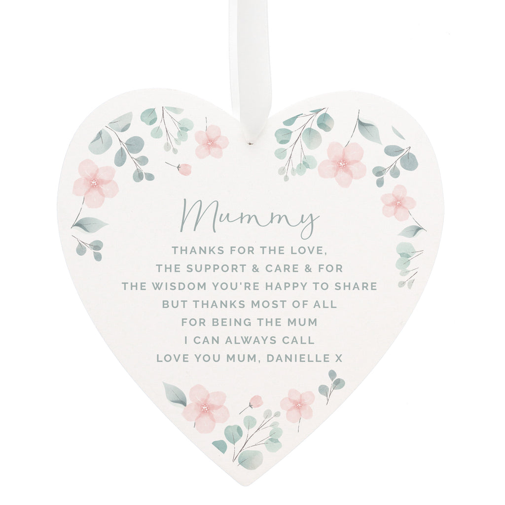 Personalised Floral Wooden Heart Decoration