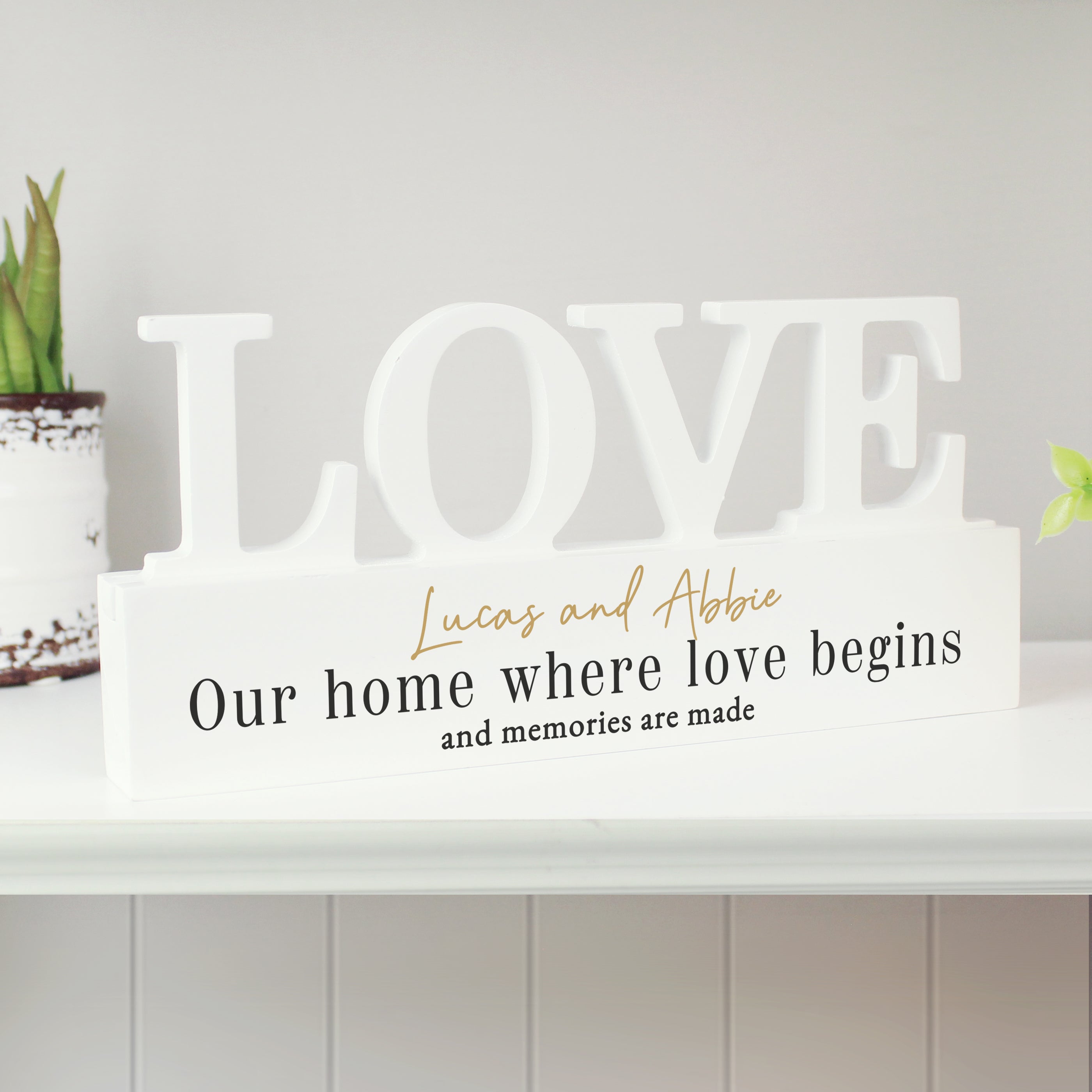 Personalised Black & Gold Free Text LOVE Word Plaque