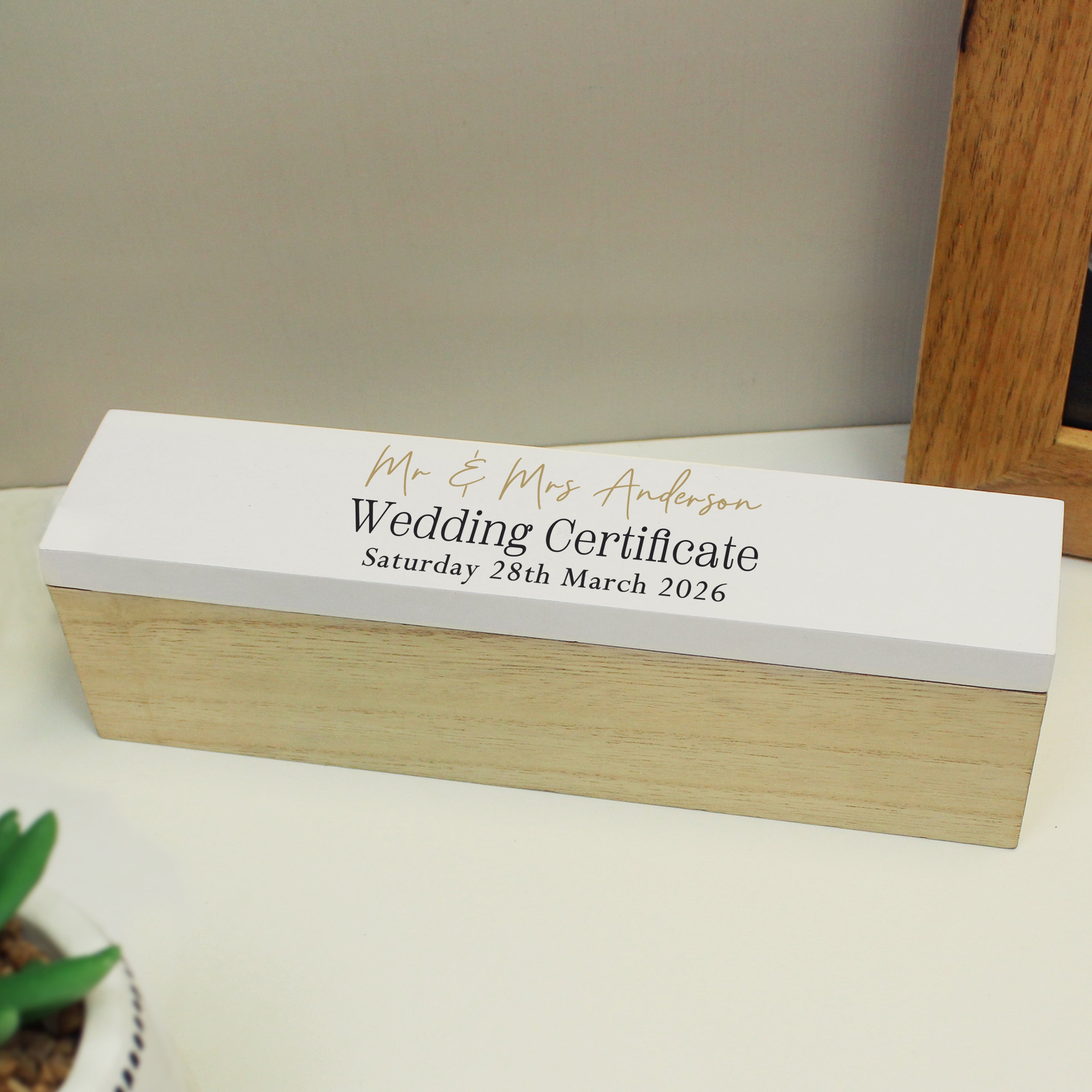 Personalised Black & Gold Free Text Certificate Holder