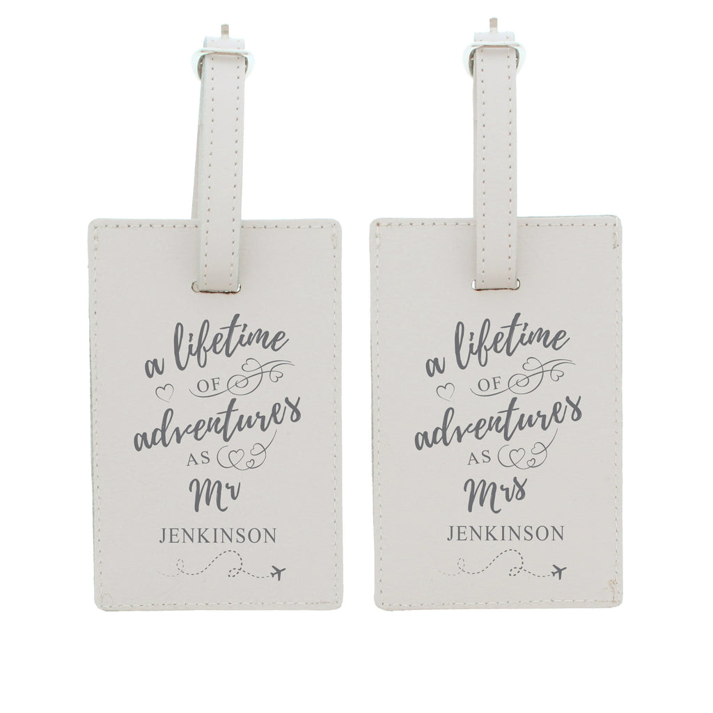 Personalised 'Lifetime of Adventures' Couples Luggage Tags