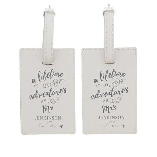 Personalised 'Lifetime of Adventures' Couples Luggage Tags